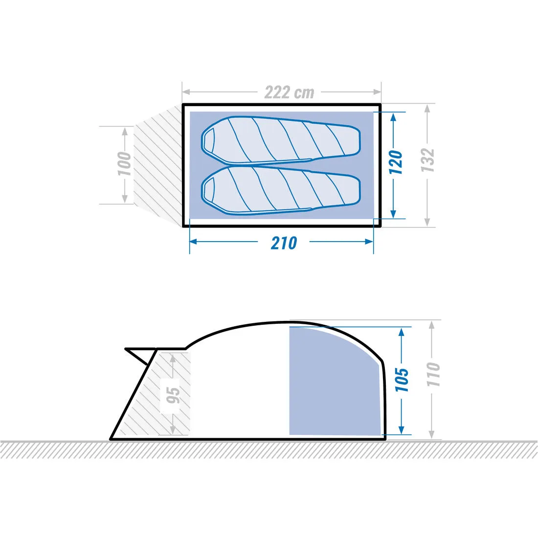 Dome Trekking Tent - 2 person - MT100