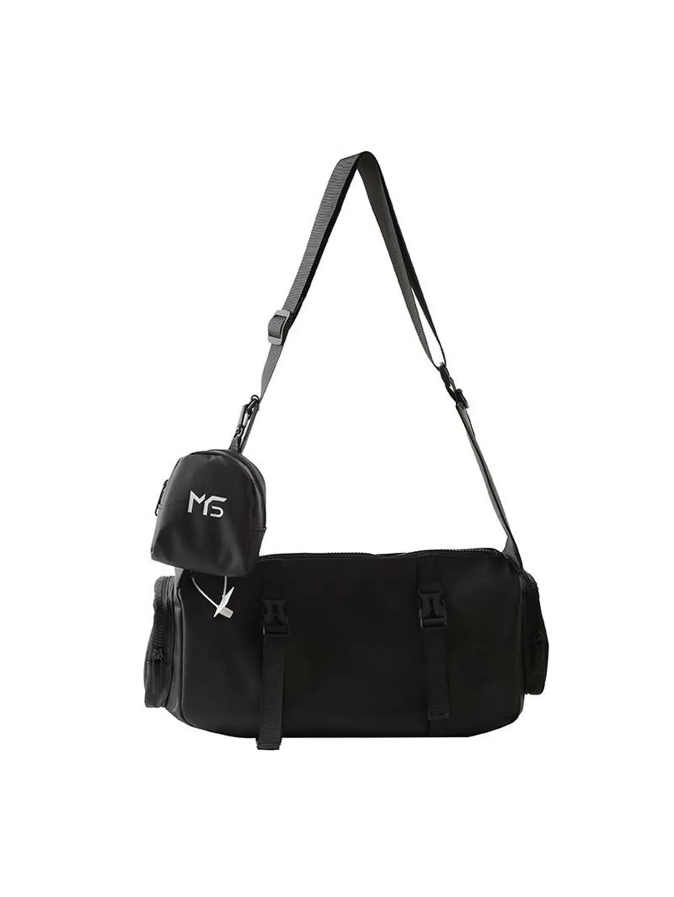 Double Pocket Street Style Shoulder Bag - Black - FD ⚡