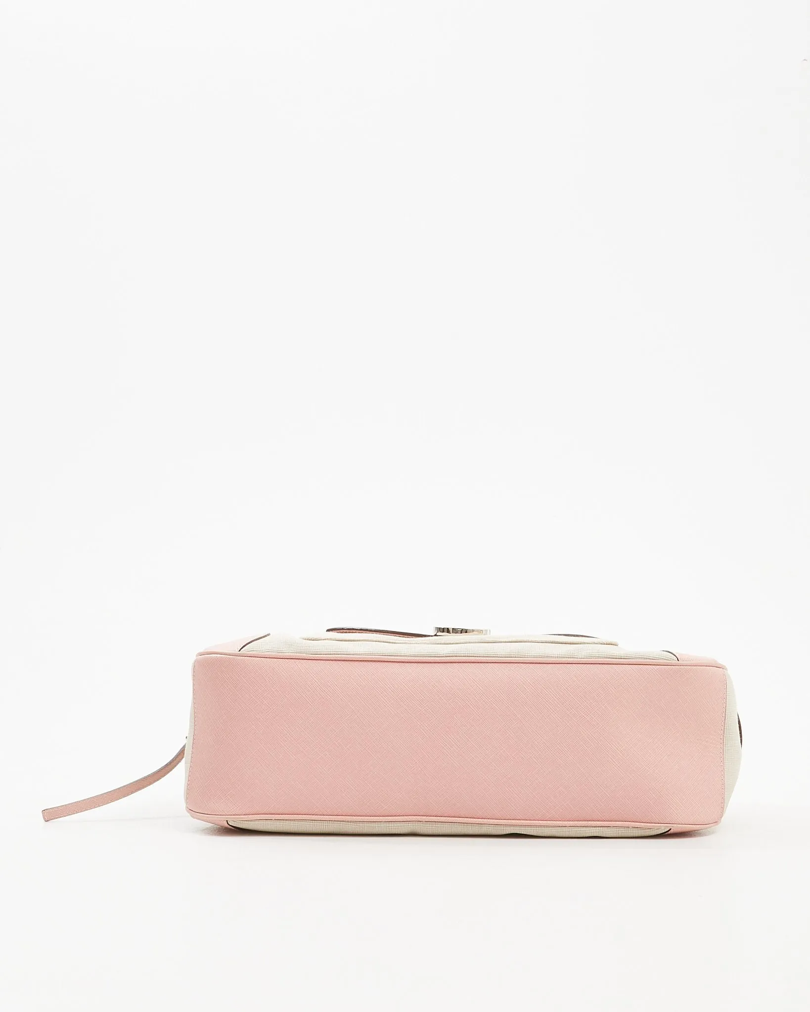 Ferragamo Pink Leather Trim & Canvas Gancini Top Handle Bag