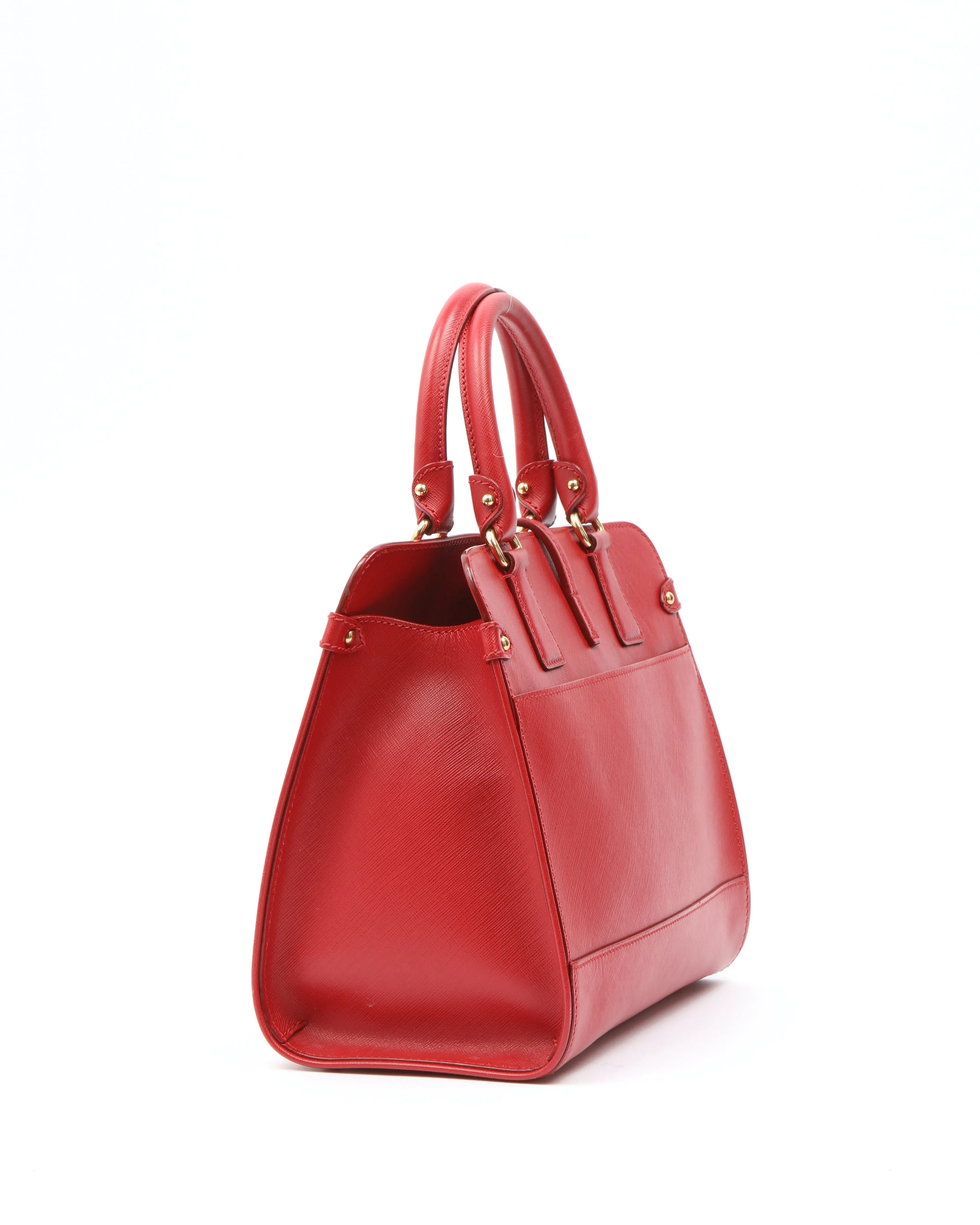 Ferragamo Red Leather Gancini Top Handle Bag