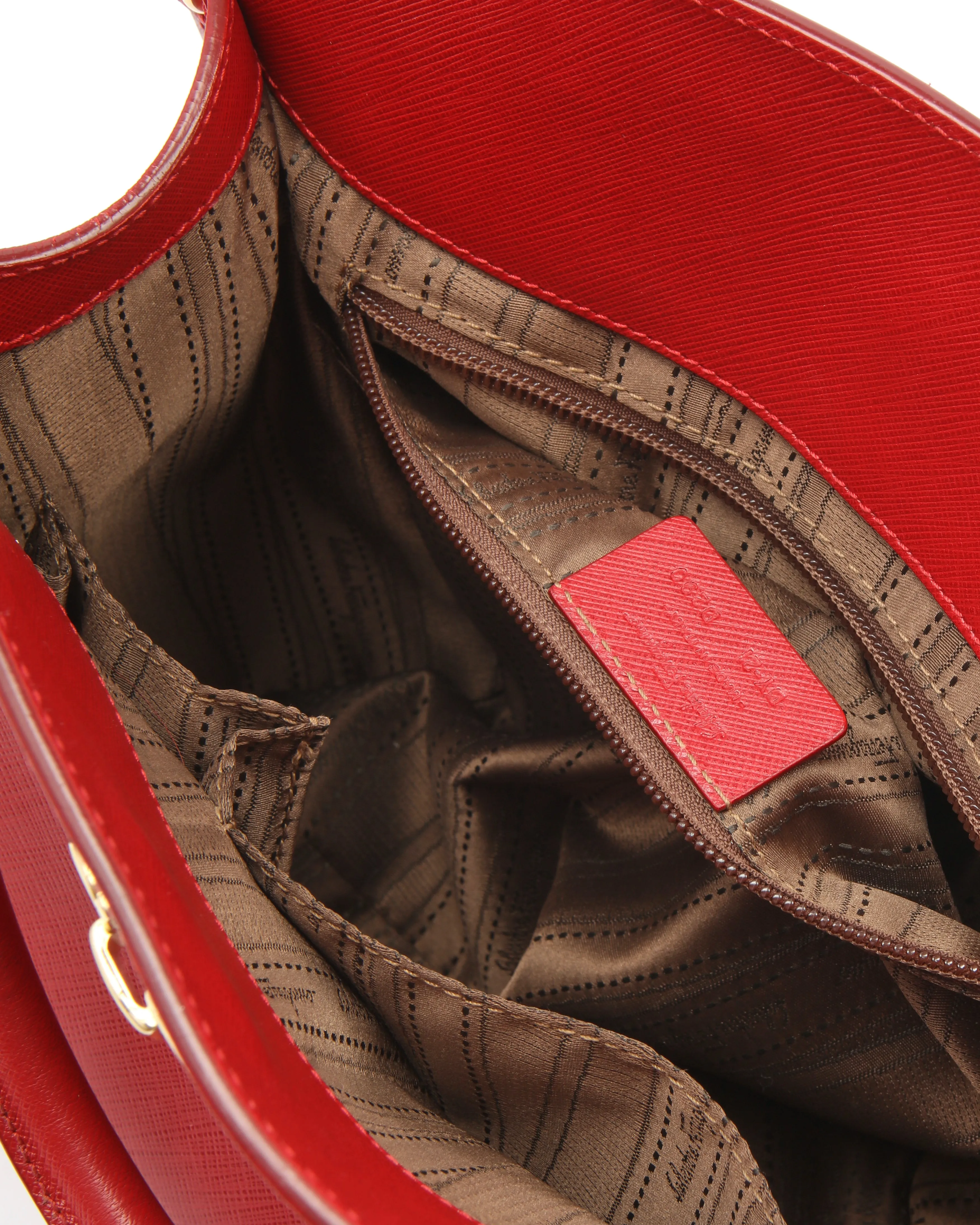 Ferragamo Red Leather Gancini Top Handle Bag
