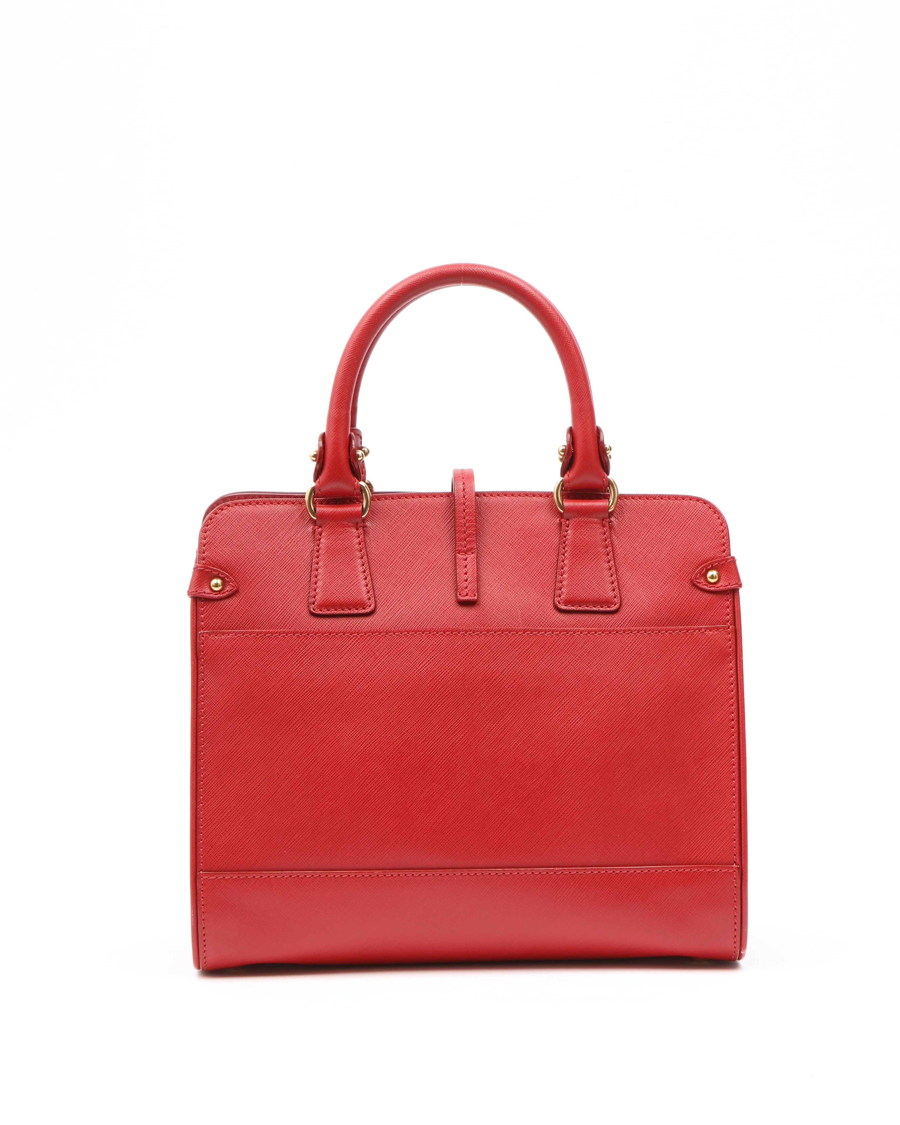 Ferragamo Red Leather Gancini Top Handle Bag