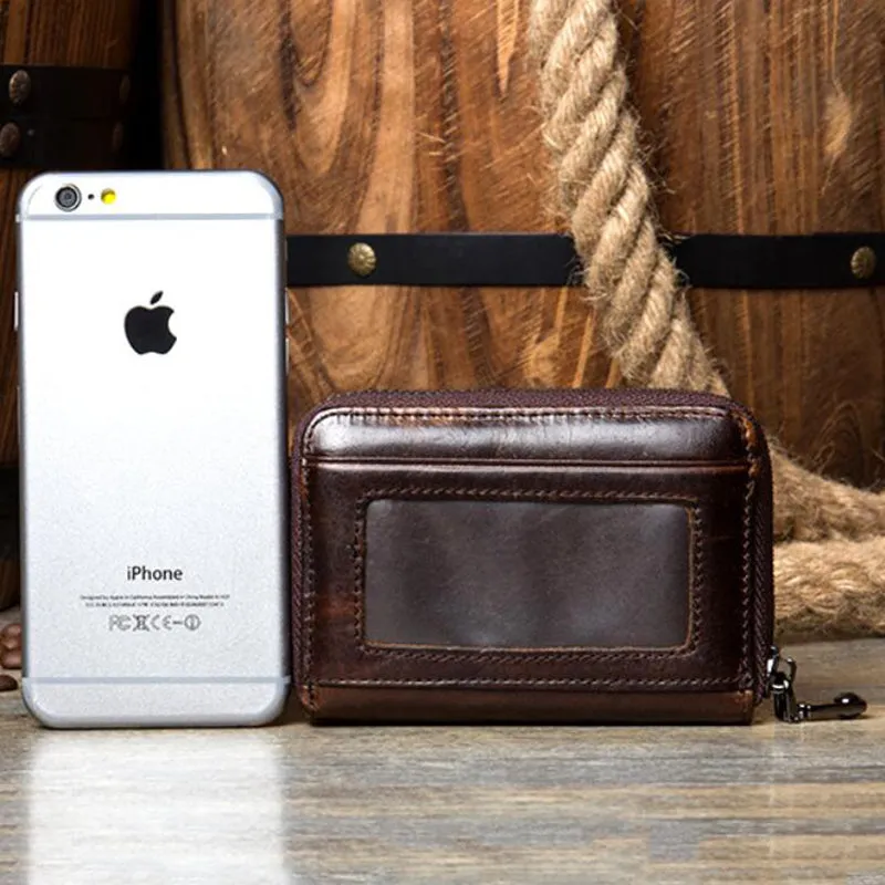 Full Grain Leather Men Wallet Card Holder Wallet Expandable Card Holder Zipper Wallet MSG2123