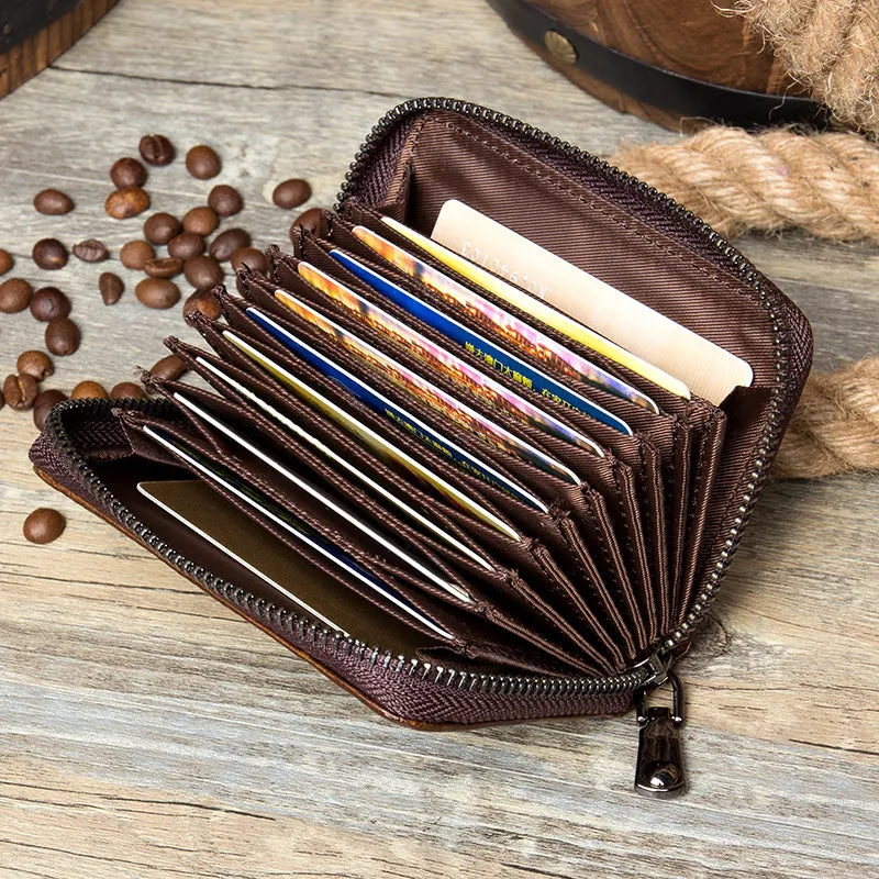Full Grain Leather Men Wallet Card Holder Wallet Expandable Card Holder Zipper Wallet MSG2123