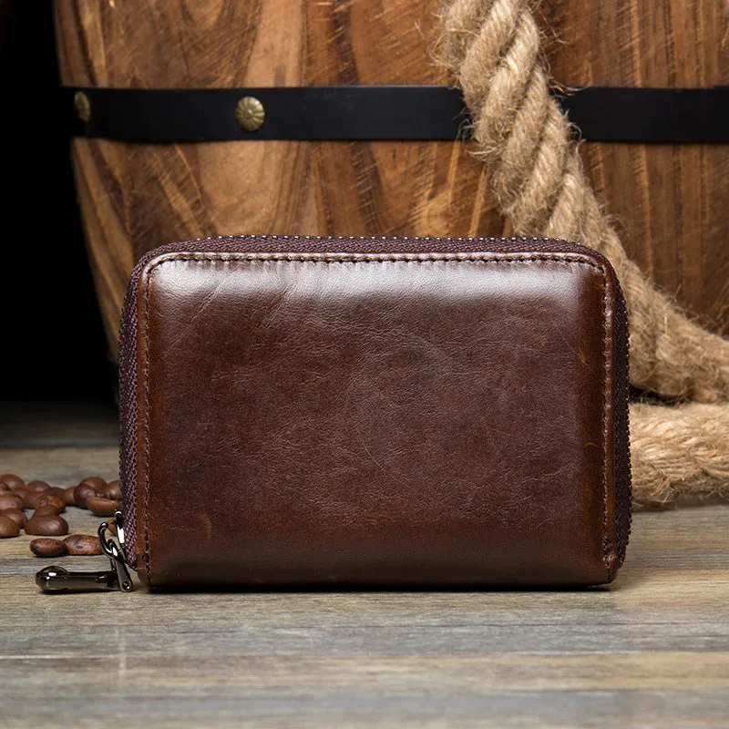Full Grain Leather Men Wallet Card Holder Wallet Expandable Card Holder Zipper Wallet MSG2123
