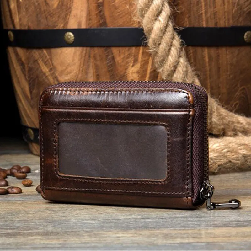 Full Grain Leather Men Wallet Card Holder Wallet Expandable Card Holder Zipper Wallet MSG2123