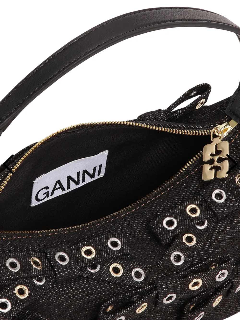 Ganni Black Denim Small Butterfly Pouch Bow Bag