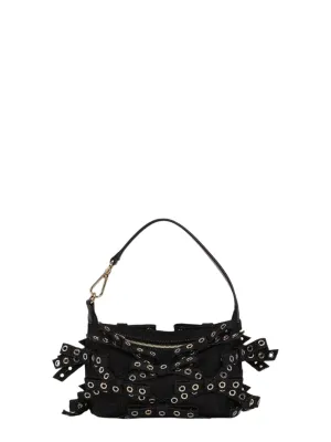 Ganni Black Denim Small Butterfly Pouch Bow Bag