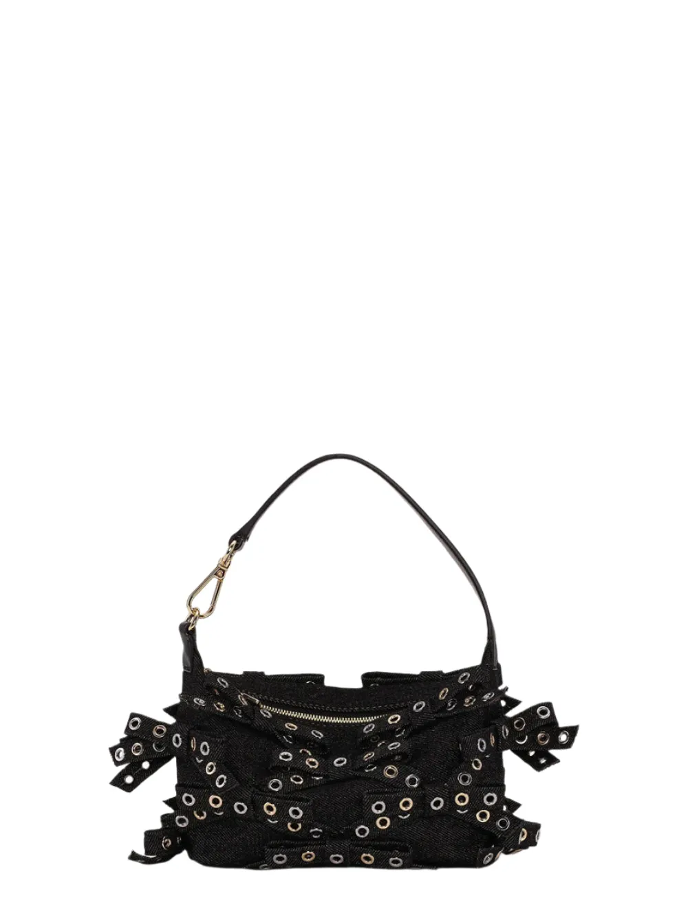Ganni Black Denim Small Butterfly Pouch Bow Bag