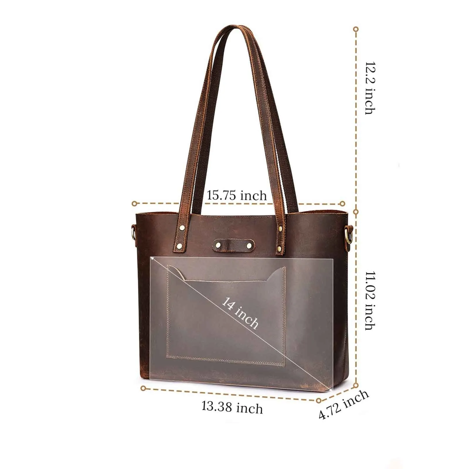 Genuine Leather Top Handle Work Tote Bags