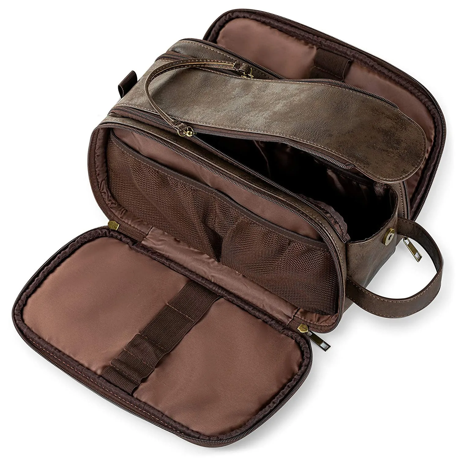 Groomsmen Gift, Waterproof PU Leather Toiletry Bag, Vegan Leather Dopp Kit, Water-Resistant Bathroom Toiletries Organizer, Christmas Gift
