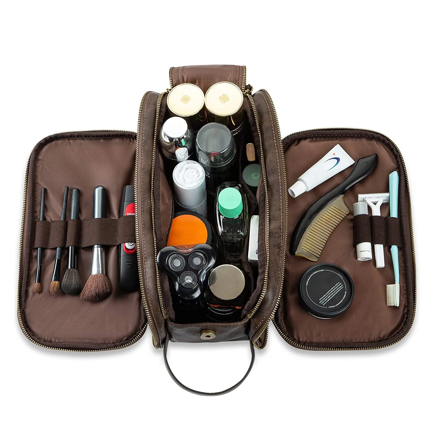 Groomsmen Gift, Waterproof PU Leather Toiletry Bag, Vegan Leather Dopp Kit, Water-Resistant Bathroom Toiletries Organizer, Christmas Gift