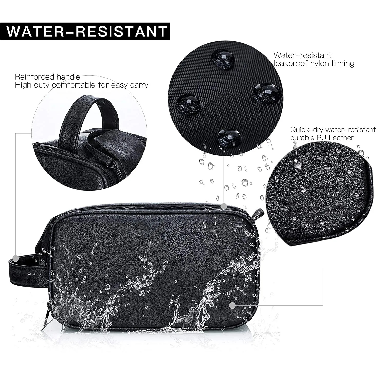 Groomsmen Gift, Waterproof PU Leather Toiletry Bag, Vegan Leather Dopp Kit, Water-Resistant Bathroom Toiletries Organizer, Christmas Gift