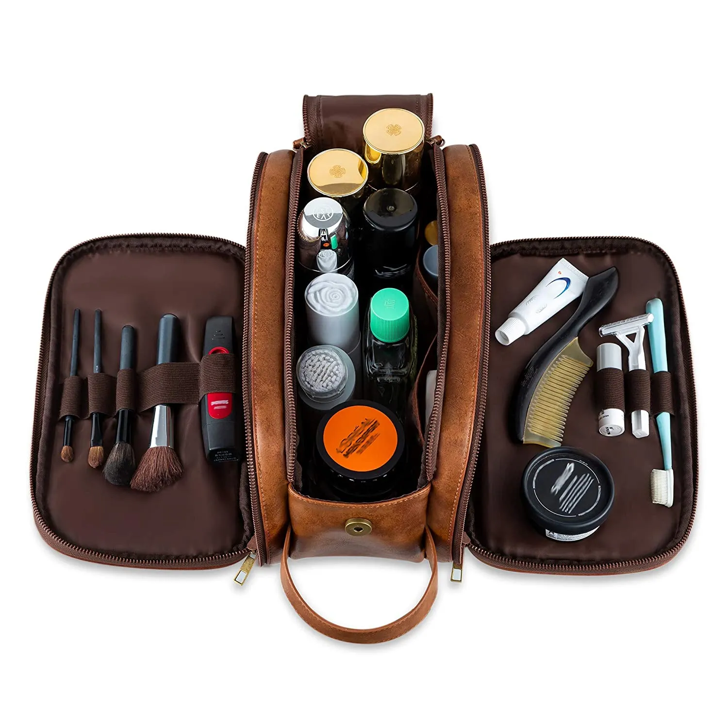 Groomsmen Gift, Waterproof PU Leather Toiletry Bag, Vegan Leather Dopp Kit, Water-Resistant Bathroom Toiletries Organizer, Christmas Gift