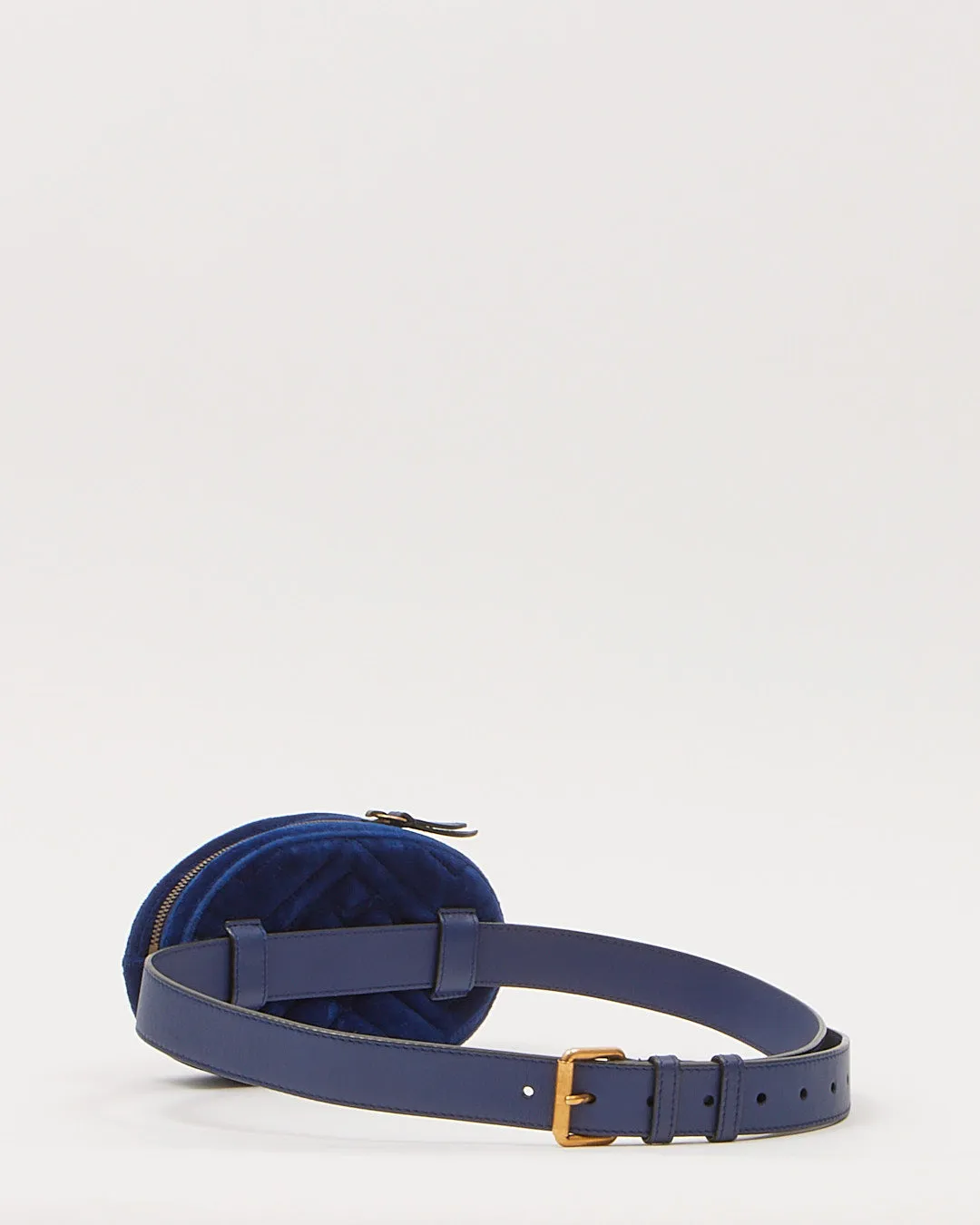Gucci Blue Velvet GG Marmont Matelasse Belt Bag