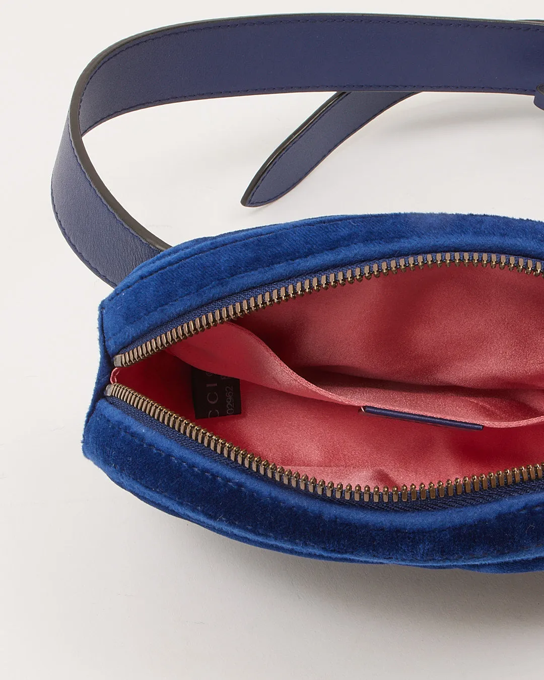 Gucci Blue Velvet GG Marmont Matelasse Belt Bag