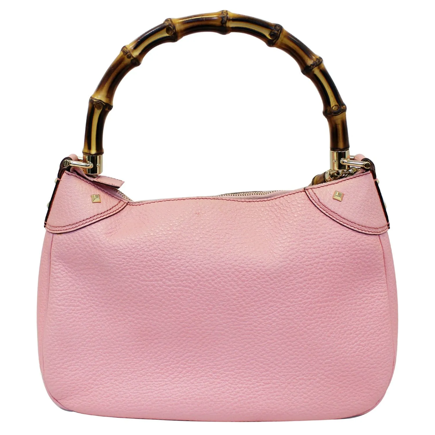GUCCI Calfskin Bamboo Top Handle Bag Pink