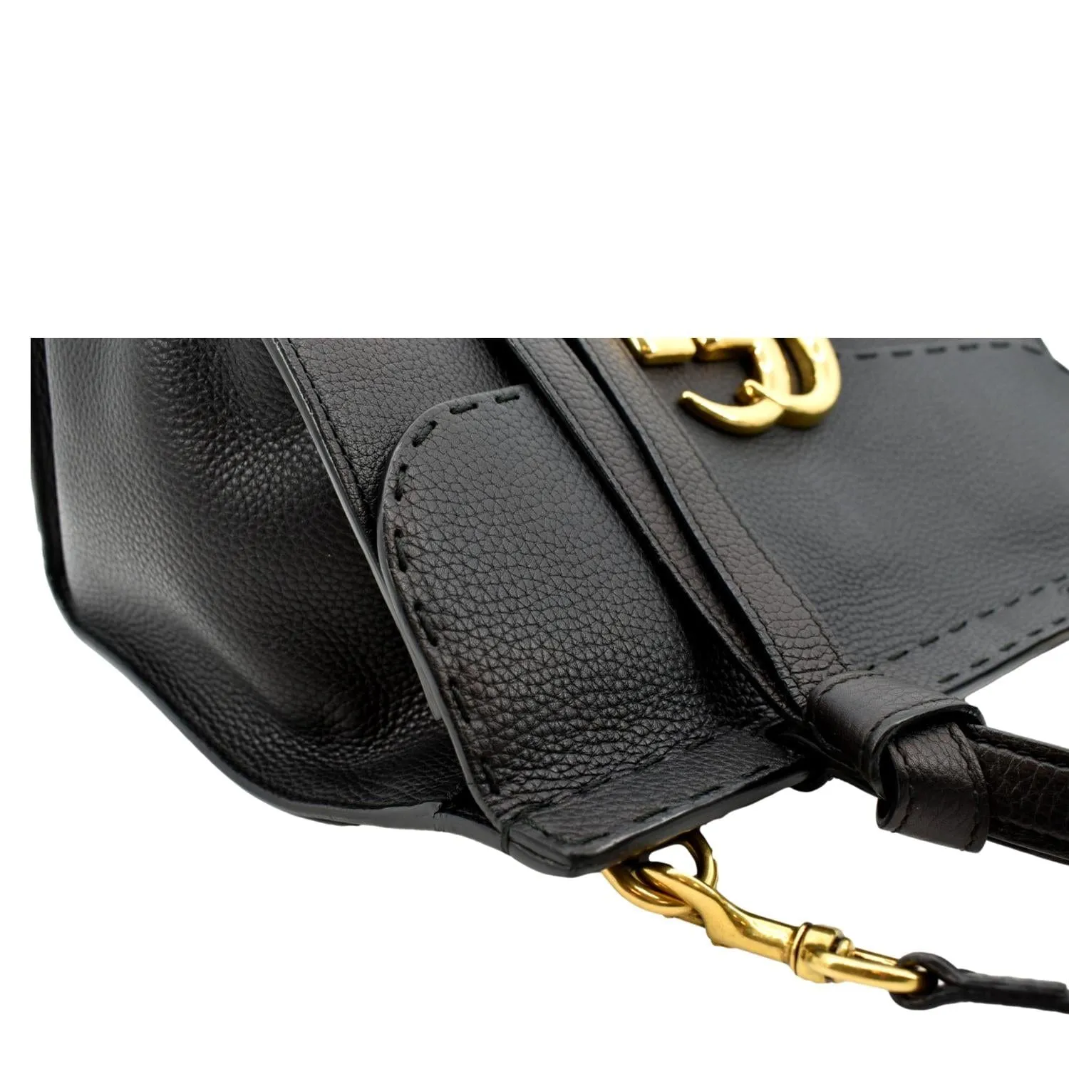 GUCCI GG Marmont Leather Top Handle Shoulder Bag Black 442622