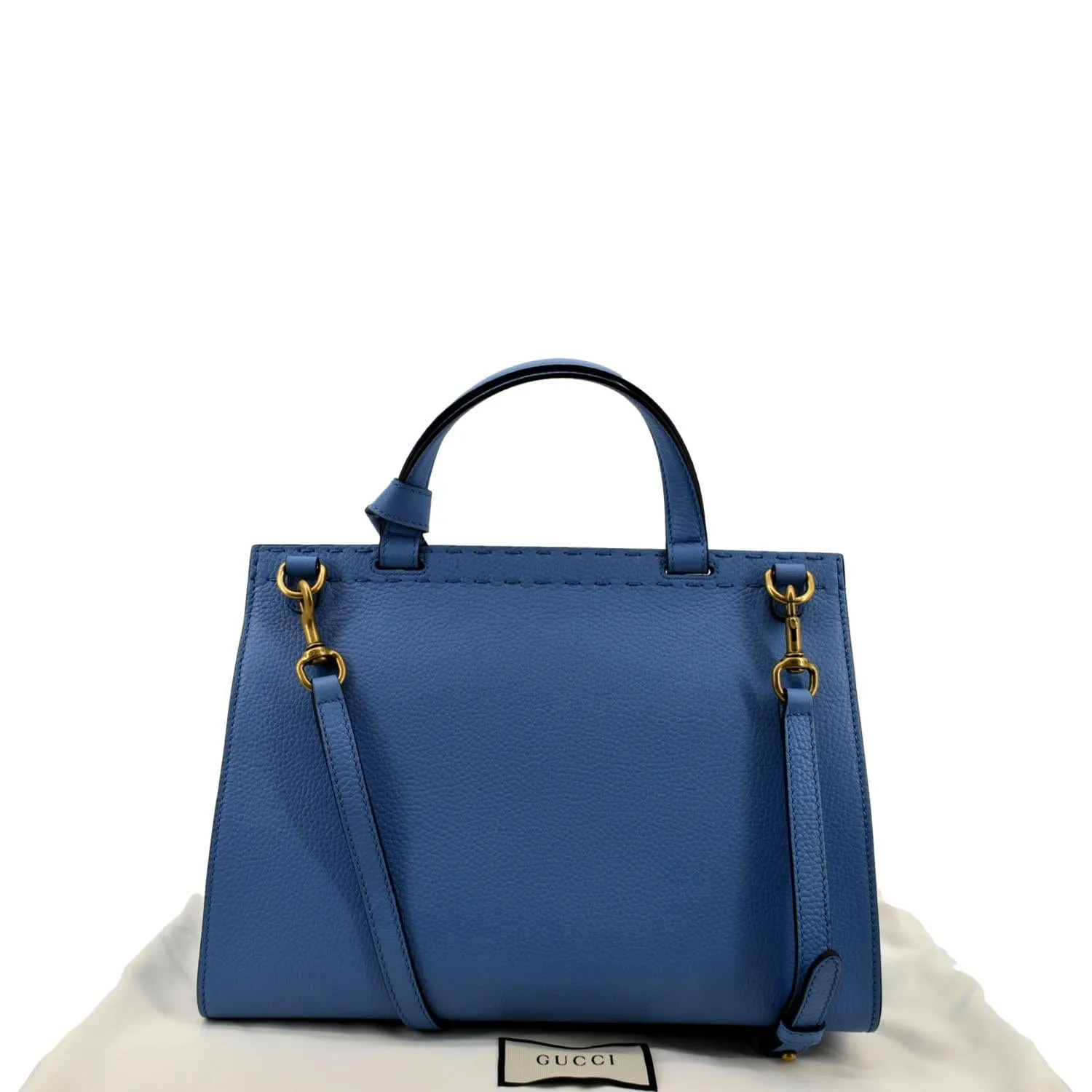 GUCCI GG Marmont Leather Top Handle Shoulder Bag Blue 421890