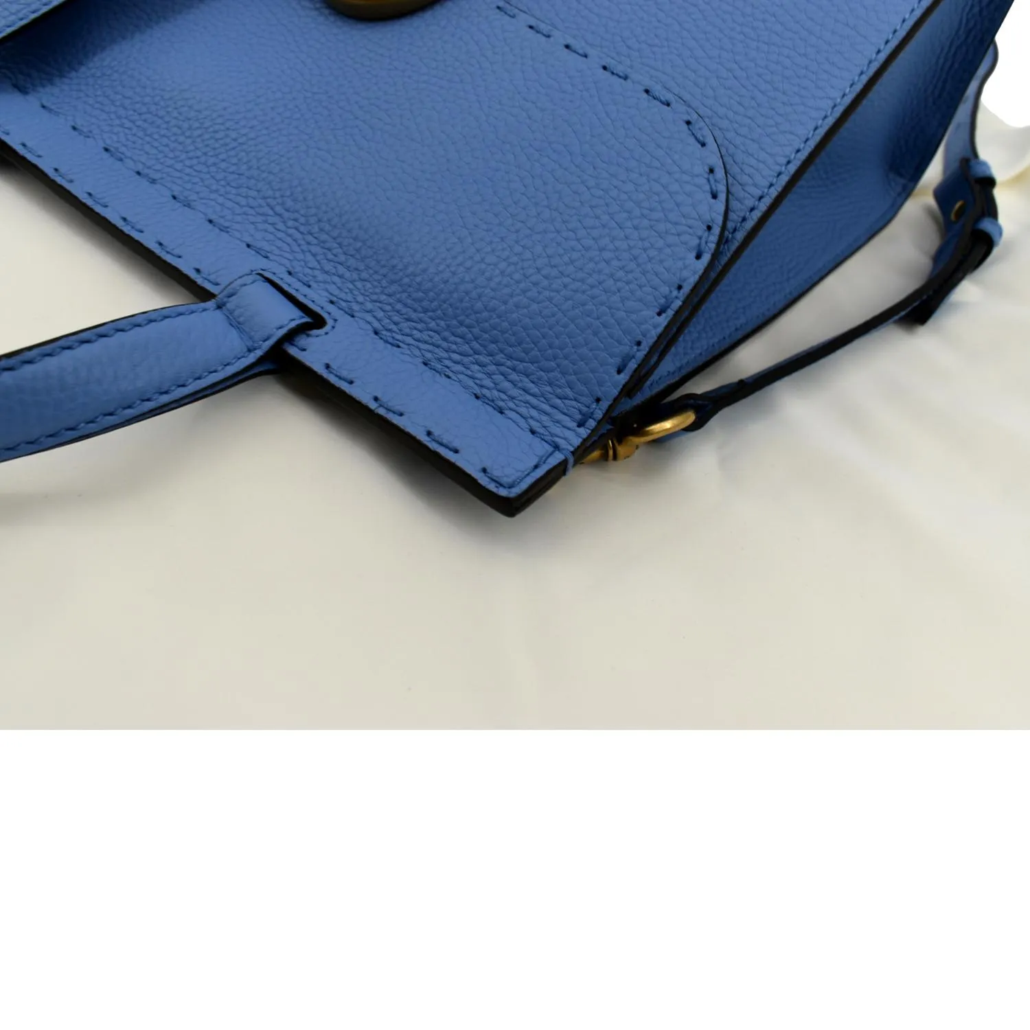 GUCCI GG Marmont Leather Top Handle Shoulder Bag Blue 421890