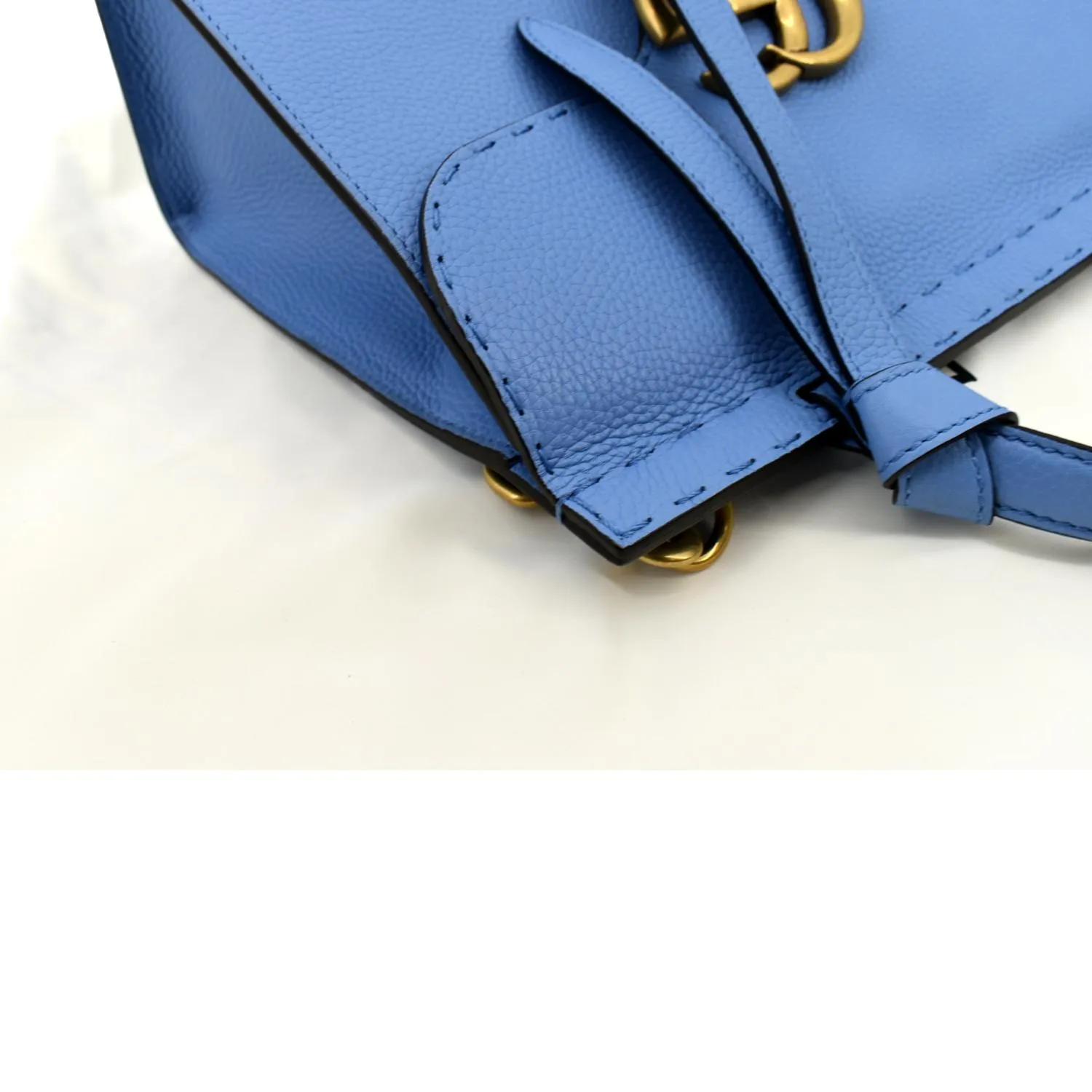 GUCCI GG Marmont Leather Top Handle Shoulder Bag Blue 421890