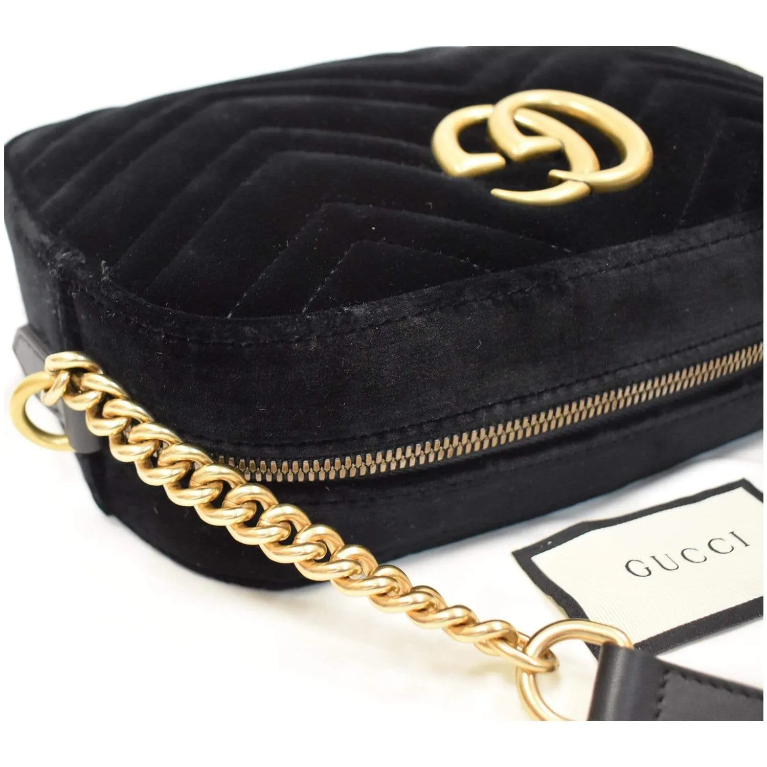 GUCCI GG Marmont Small Velvet Shoulder Bag Black 447632