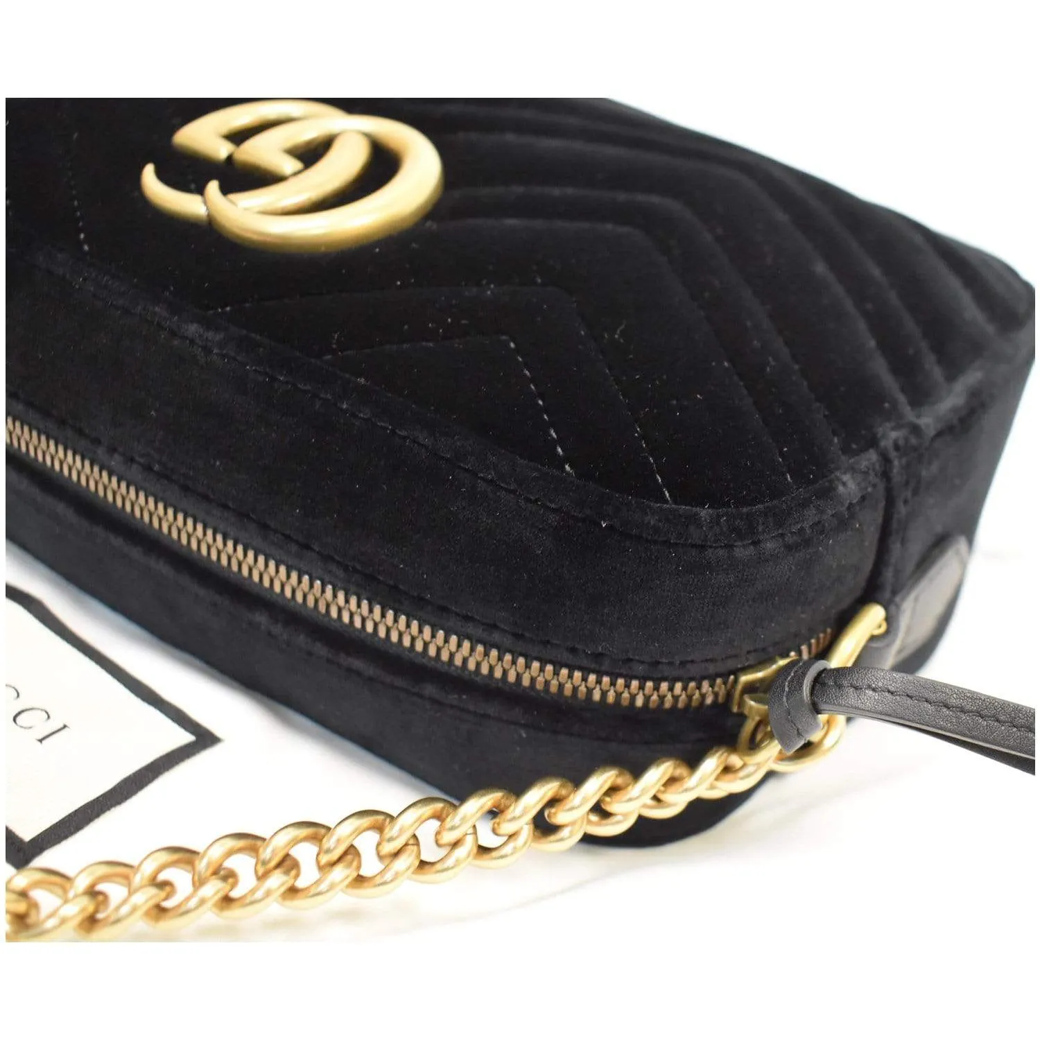 GUCCI GG Marmont Small Velvet Shoulder Bag Black 447632
