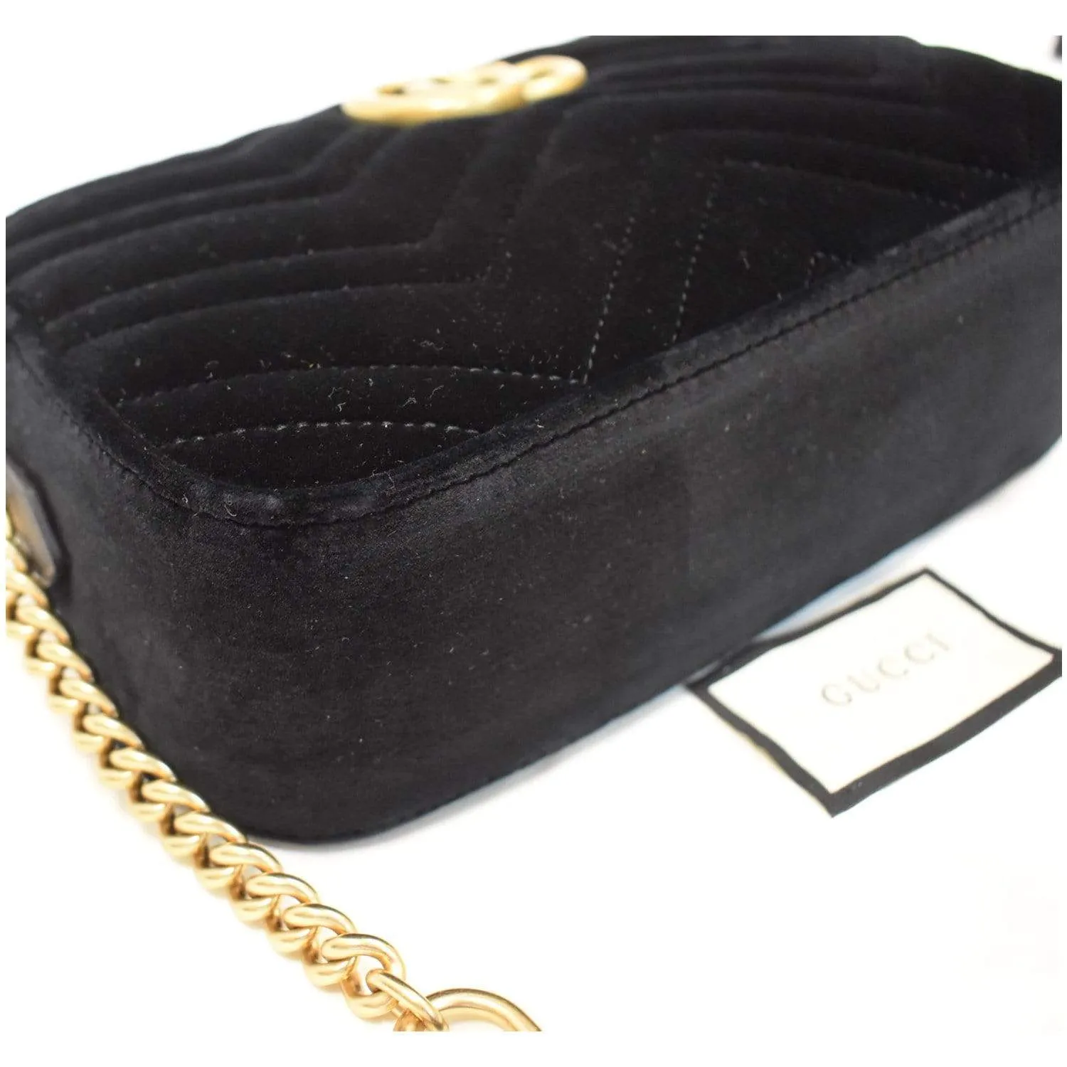 GUCCI GG Marmont Small Velvet Shoulder Bag Black 447632