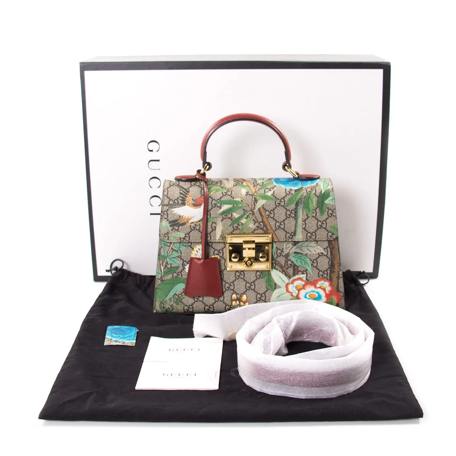 Gucci GG Supreme Tian Padlock Top Handle Bag