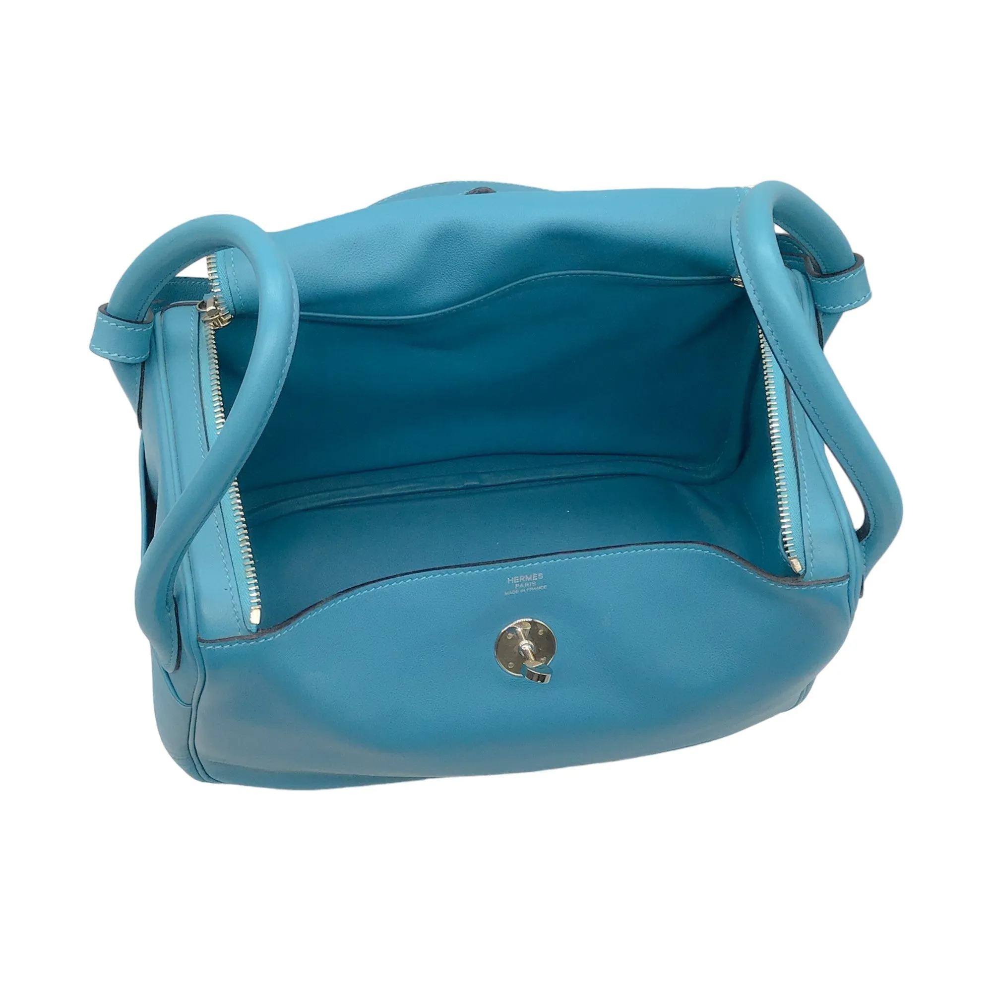 Hermes Turquoise 2007 Leather Lindy Handbag