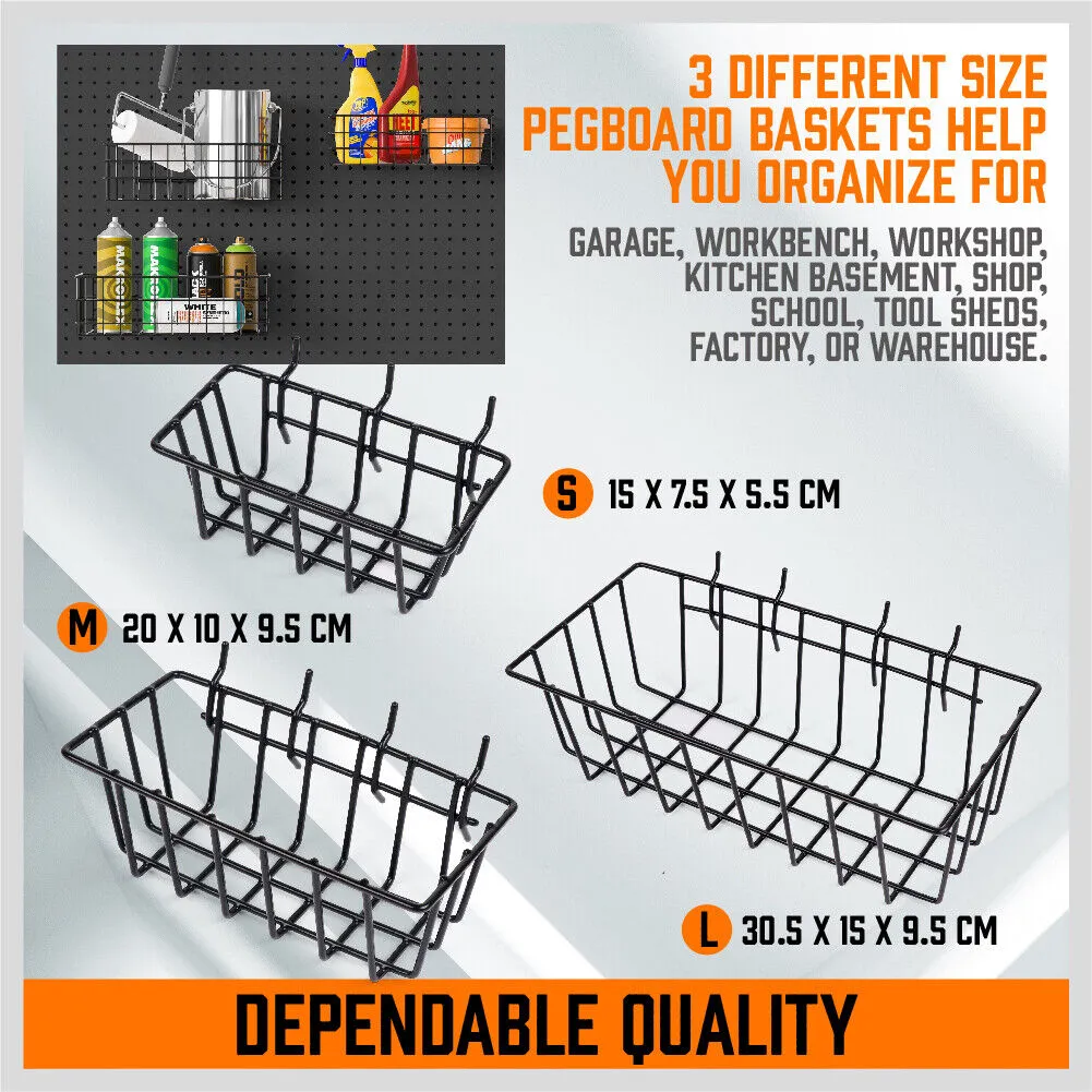HORUSDY 127Pc Pegboard Hooks Organizer Set - Versatile Tool Storage with Baskets and Hangers, for 1/8" & 1/4" Pegboards, Ideal for Garage and Workshop