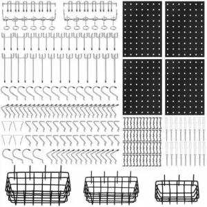 HORUSDY 127Pc Pegboard Hooks Organizer Set - Versatile Tool Storage with Baskets and Hangers, for 1/8" & 1/4" Pegboards, Ideal for Garage and Workshop