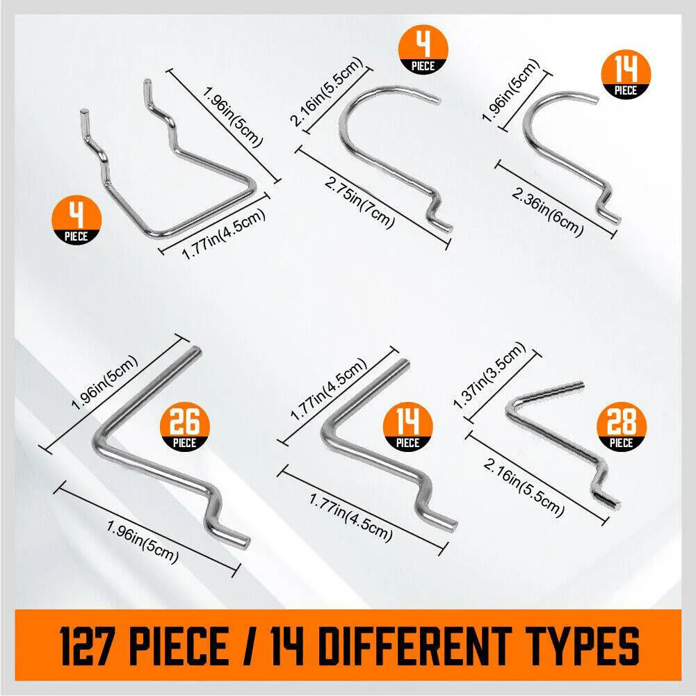 HORUSDY 127Pc Pegboard Hooks Organizer Set - Versatile Tool Storage with Baskets and Hangers, for 1/8" & 1/4" Pegboards, Ideal for Garage and Workshop