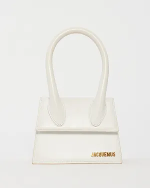 Jacquemus White Leather "Le Chiquito Moyen" Bag