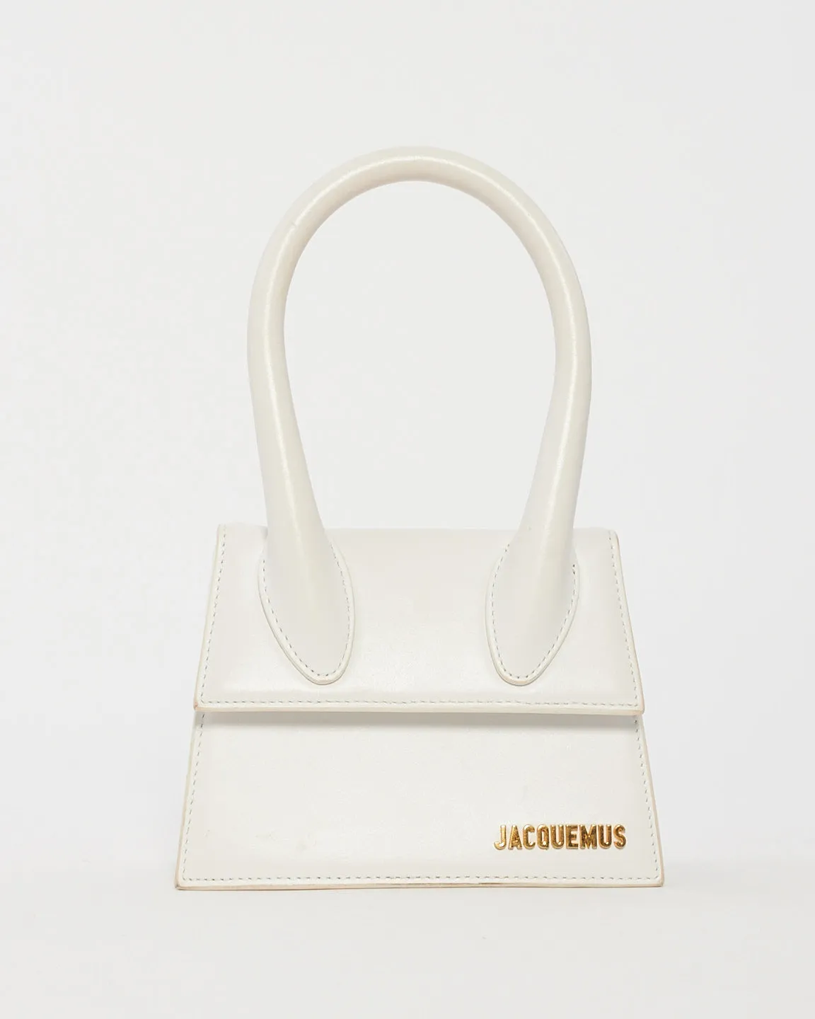 Jacquemus White Leather "Le Chiquito Moyen" Bag