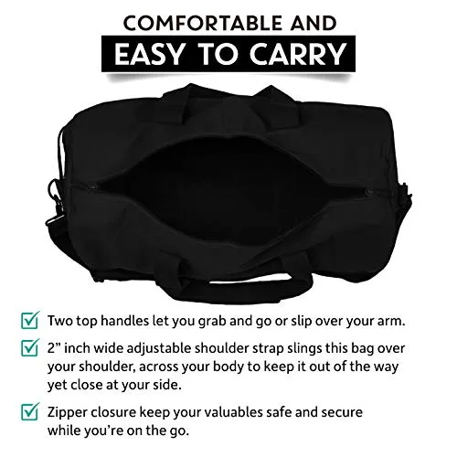 Jeep Wrangler Cat Dog Paw Prints Army Sport Heavyweight Canvas Duffel Bag in Black & White, Large