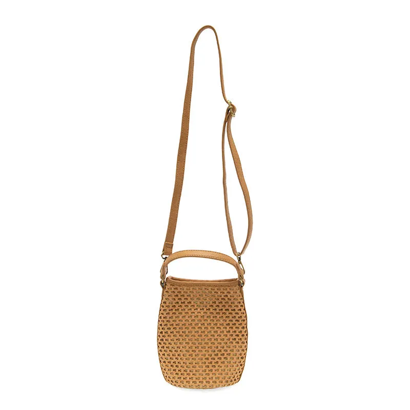 Kaia Open Weave Bucket Crossbody in Natural