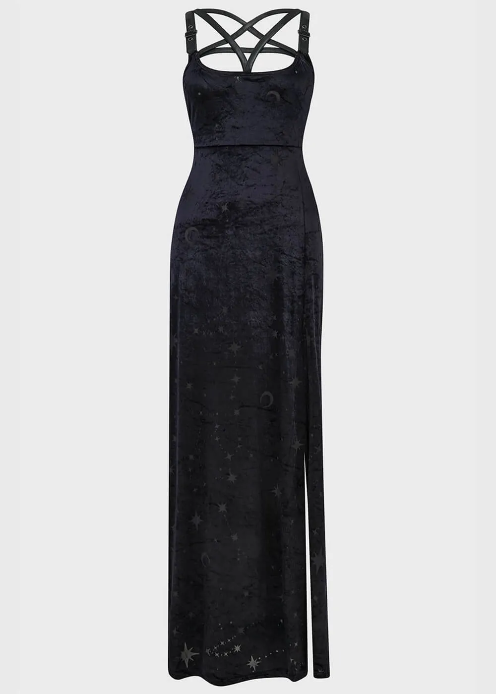 Killstar Coma Star Velvet Maxi Dress Black