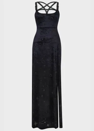 Killstar Coma Star Velvet Maxi Dress Black