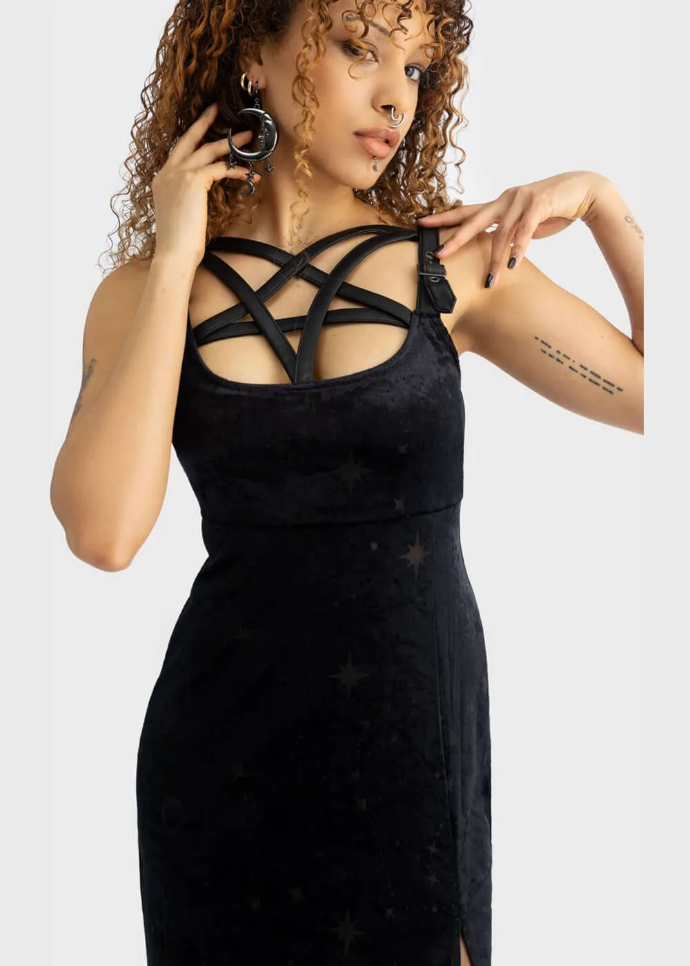 Killstar Coma Star Velvet Maxi Dress Black