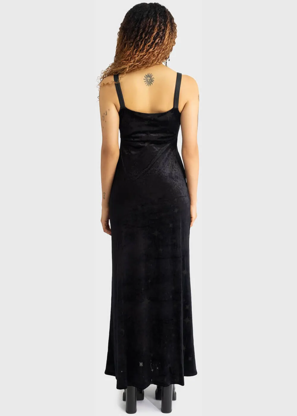 Killstar Coma Star Velvet Maxi Dress Black