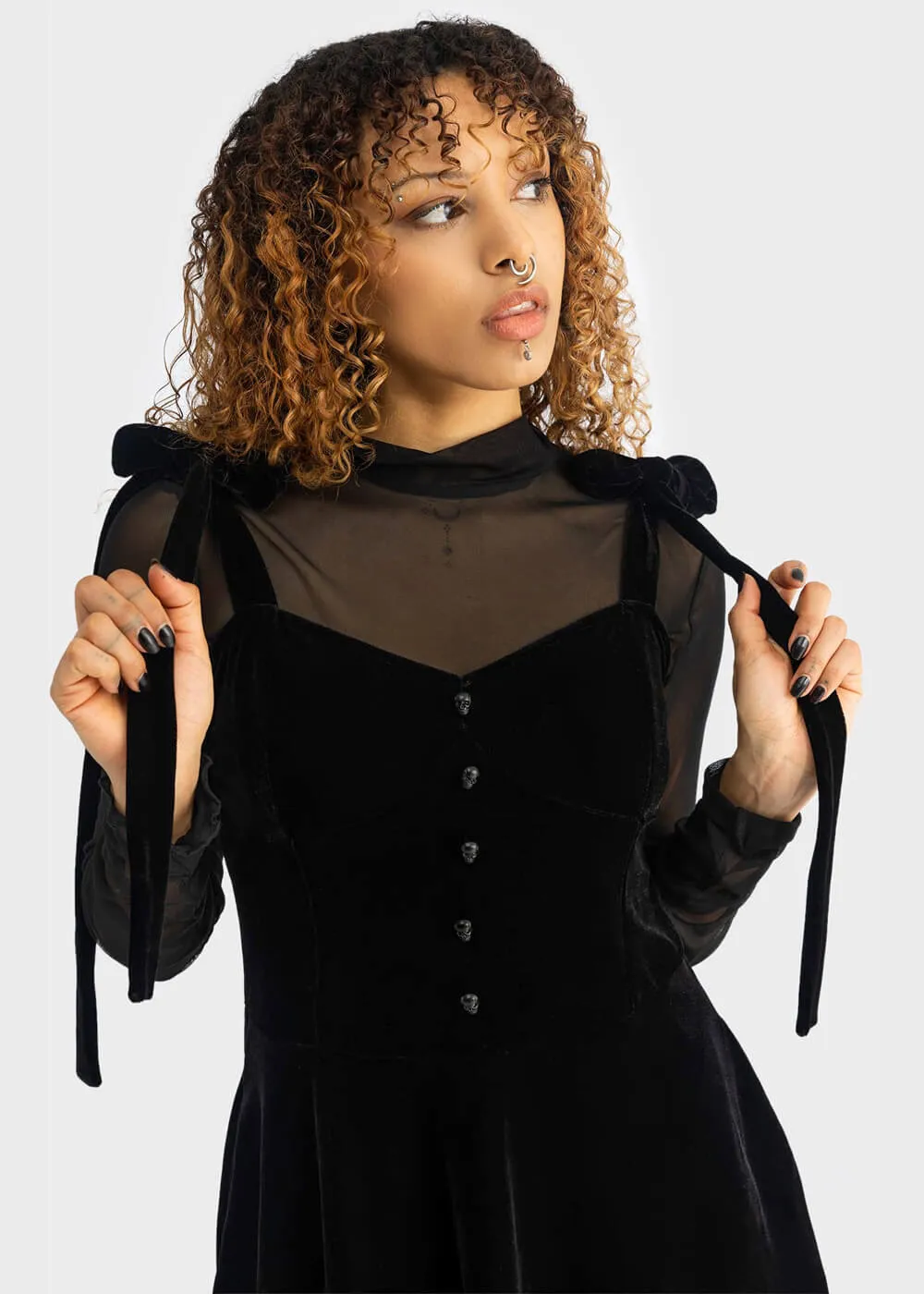Killstar Illusionary Velvet Dress Black