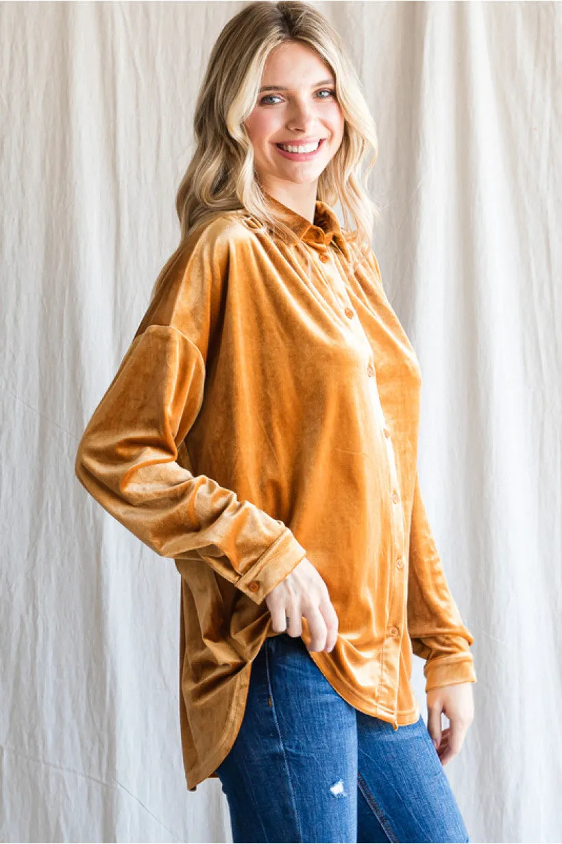 Leah Velvet Gathered Shoulder Blouse