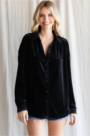 Leah Velvet Gathered Shoulder Blouse