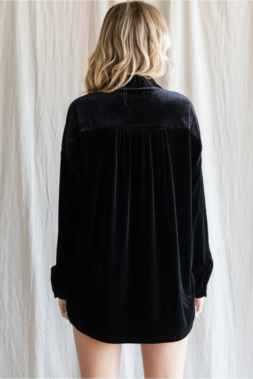 Leah Velvet Gathered Shoulder Blouse