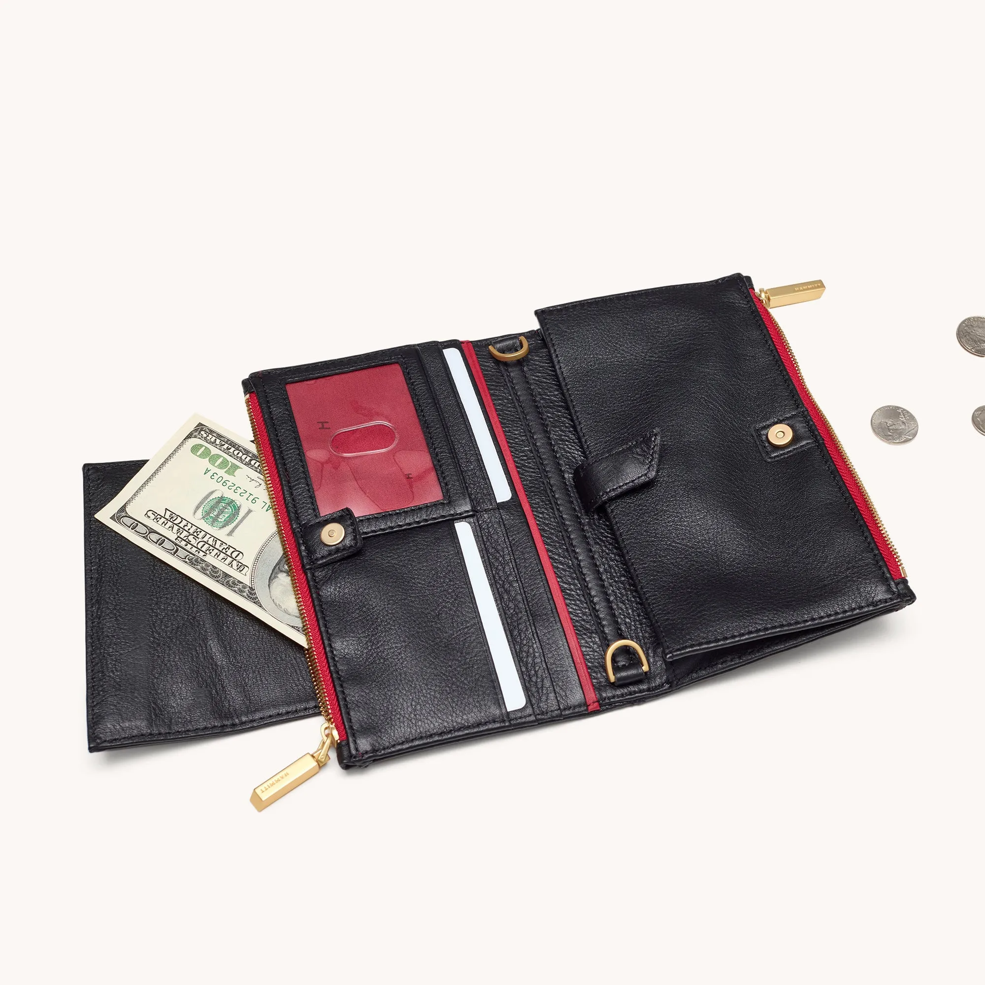 Levy | Black/Brushed Gold Red Zip
