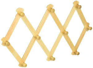 Lot Of 3 - Home-Aide Expandable Hook Wood Wall Peg Rack - Wooden Expanding Accordian Style