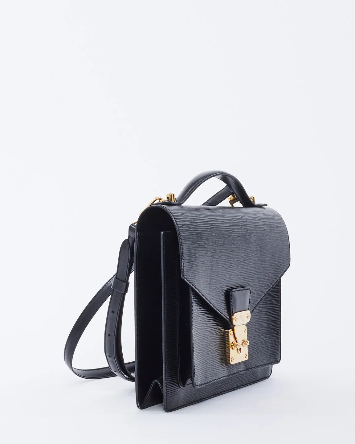 Louis Vuitton Black Epi Leather Monceau 28 Convertible Top Handle Bag
