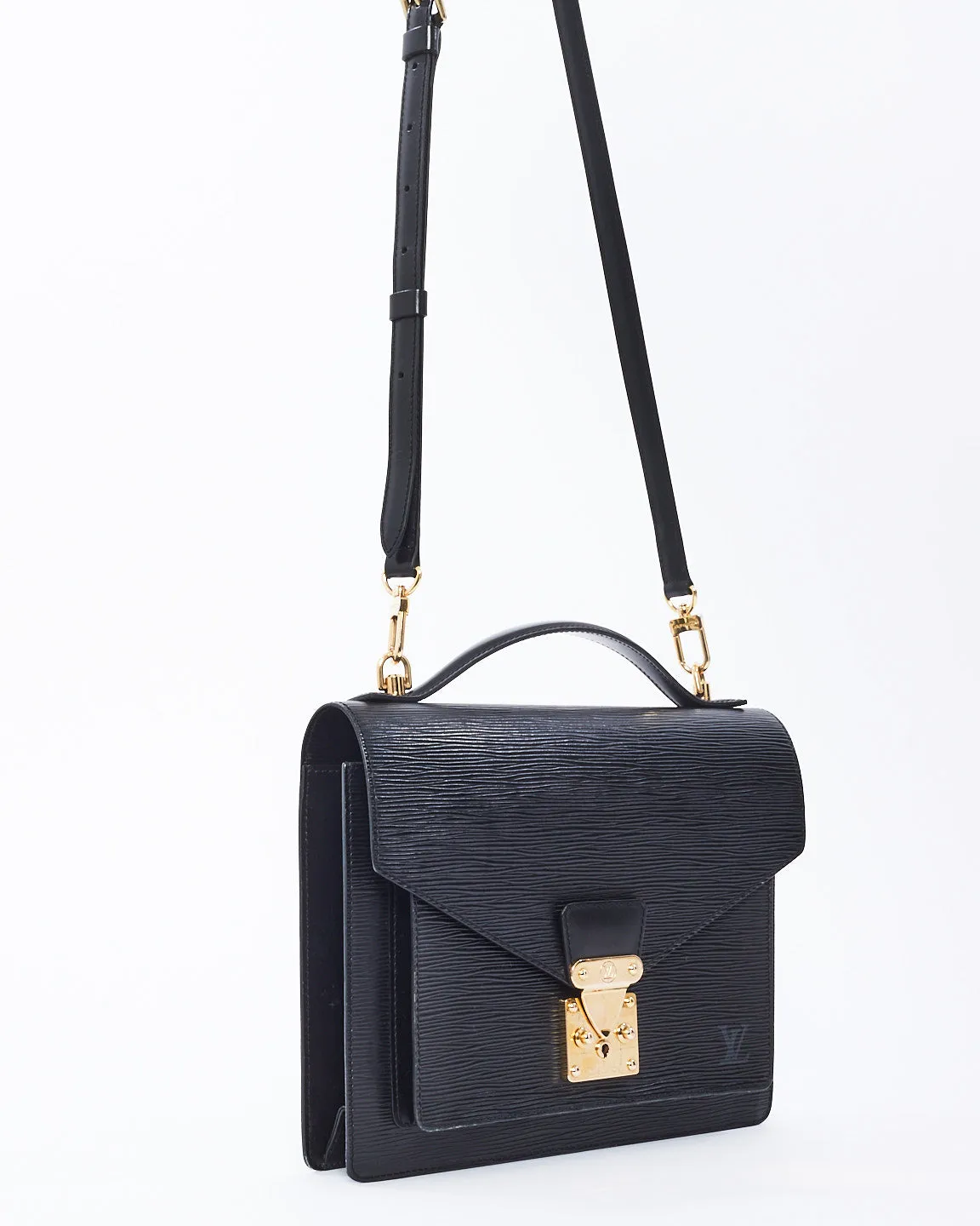 Louis Vuitton Black Epi Leather Monceau 28 Convertible Top Handle Bag