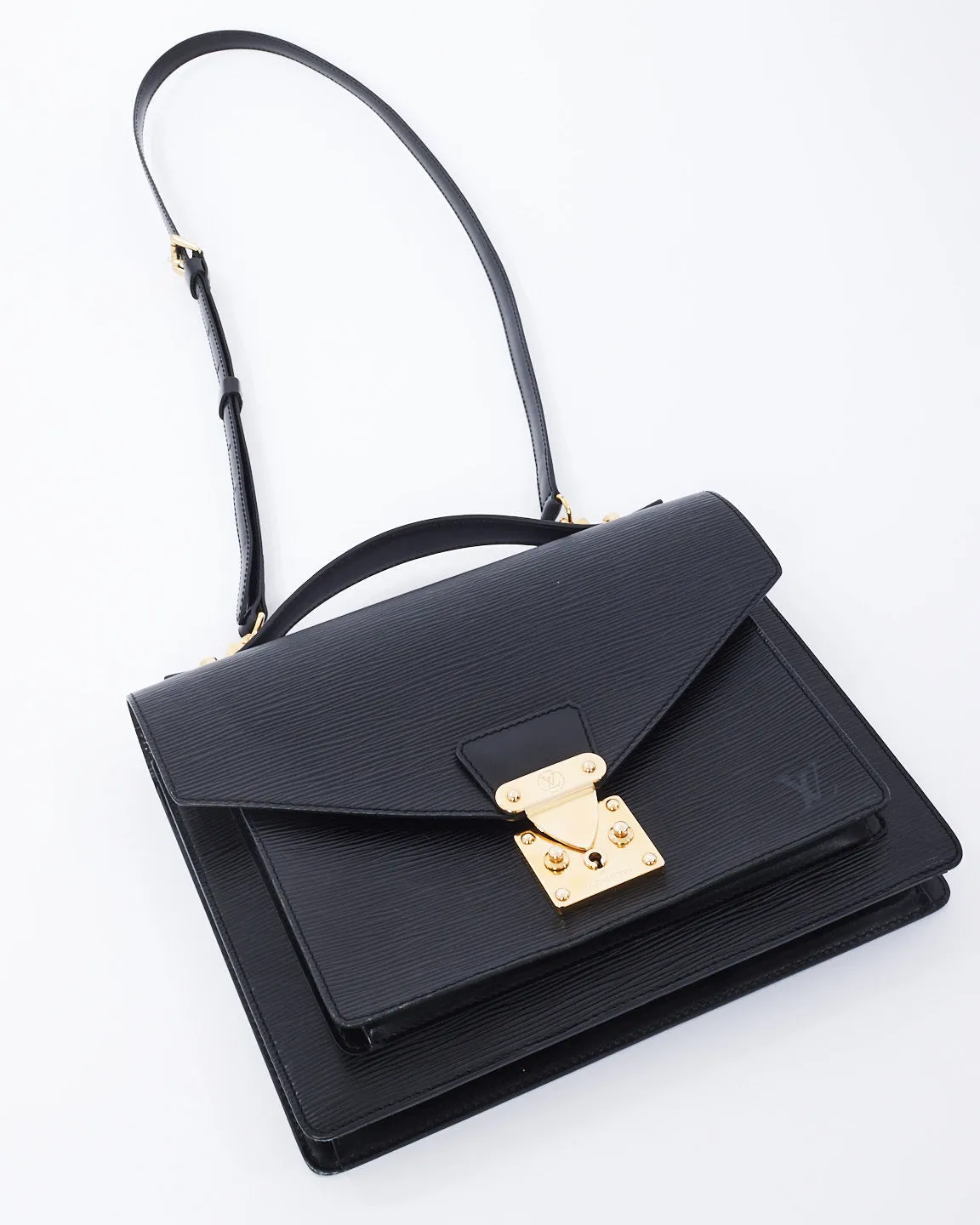 Louis Vuitton Black Epi Leather Monceau 28 Convertible Top Handle Bag